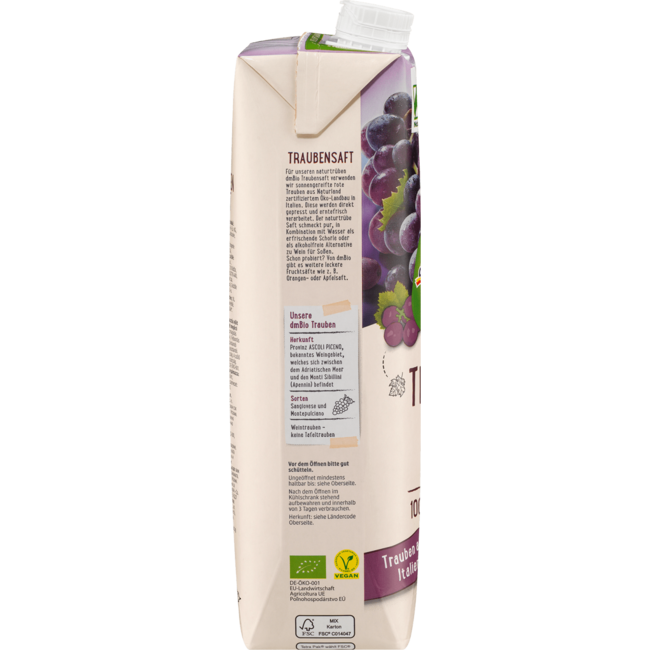 dmBio Direct Sap Druivensap Natuurlijk Troebel 1 l