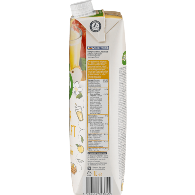 dmBio Direct Sap Milde Appelsap Natuurlijk Troebel 1 l