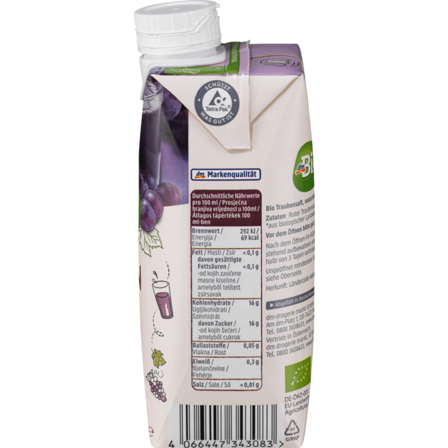 dmBio Direct Sap Druivensap Natuurlijk Troebel 330ml