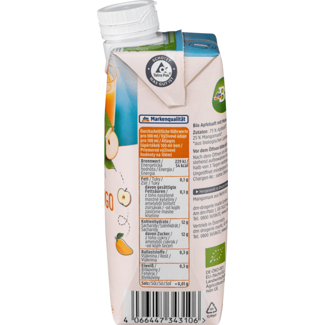 dmBio Direct Sap Appel-Mango Met Mangopuree 330ml