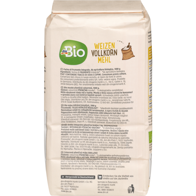 dmBio Tarwemeel Volkoren 1000 g