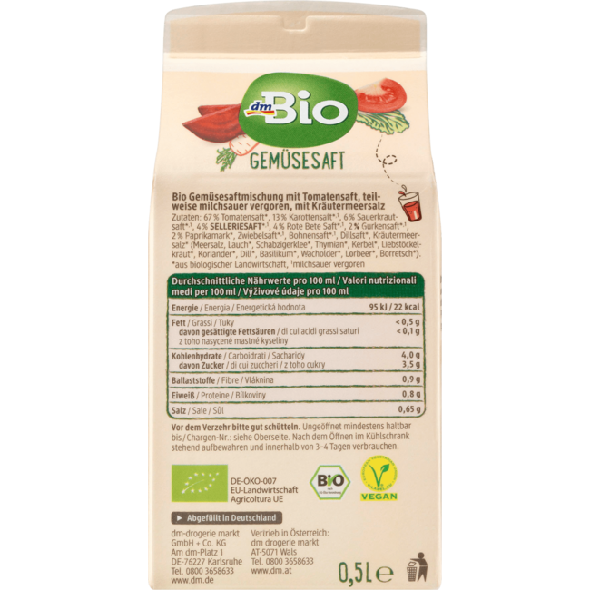 dmBio Direct Sap Groentensap Verfijnd Met Kruidenzeezout 500 ml