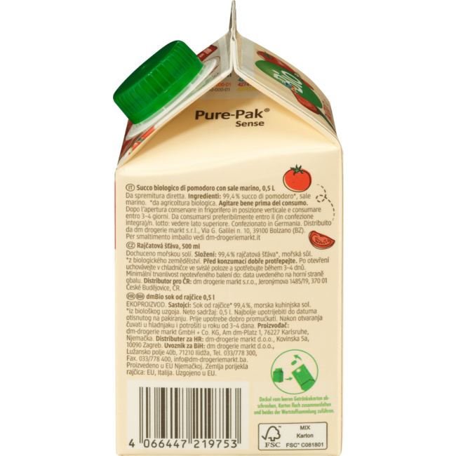 dmBio Direct Sap Tomatensap Verfijnd Met Zeezout 500 ml