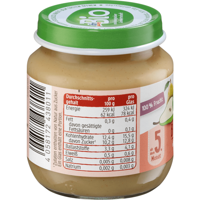 dmBio Vruchten Peer Puur Vanaf 5 Maanden 125 g