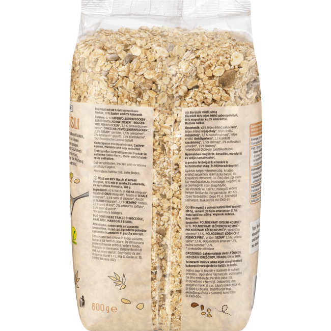 dmBio Basis Muesli Zonder Rozijnen 600 g