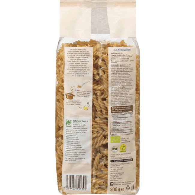 dmBio Spelt Pasta Spirelli 500 g