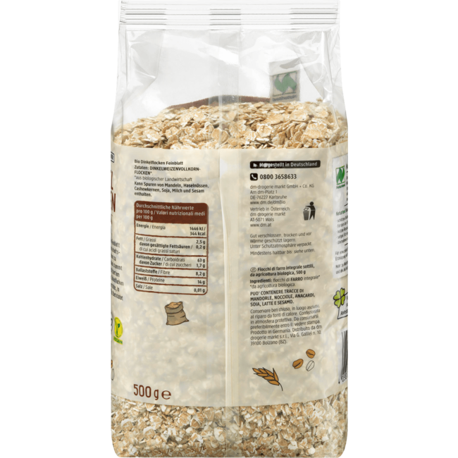 dmBio Speltvlokken Fijn Blad 500 g