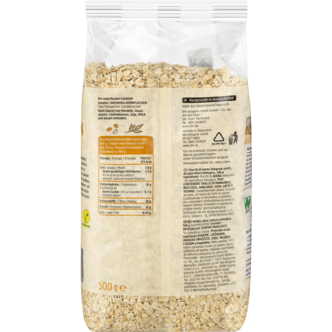 dmBio Havermout Fijn Blad 500 g
