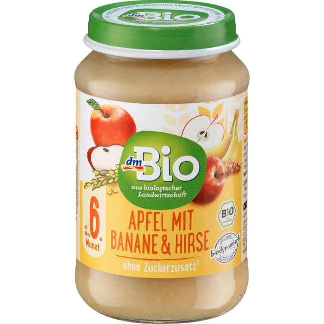 dmBio Fruit & Granen Appel Met Banaan En Gierst Vanaf 6 Maanden 190 g