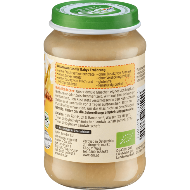 dmBio Fruit & Granen Appel Met Banaan En Gierst Vanaf 6 Maanden 190 g