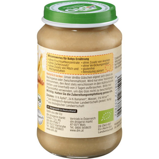 dmBio Fruit & Granen Appel Met Banaan En Gierst Vanaf 6 Maanden 190 g