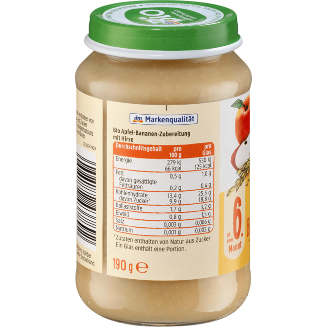 dmBio Fruit & Granen Appel Met Banaan En Gierst Vanaf 6 Maanden 190 g