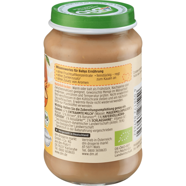 dmBio Pap Peer-Banaan Vanaf 10 Maanden 190 g