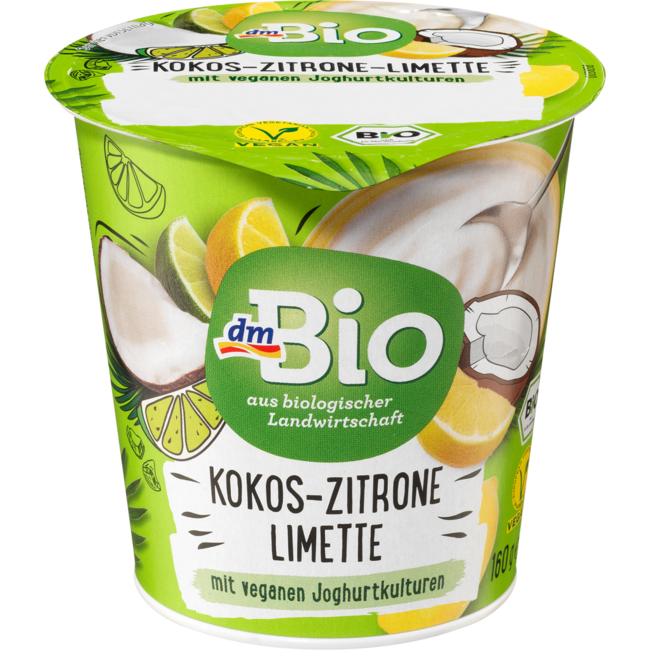 dmBio Kokos-Citroen Limoen Vegan Yoghurtalternatief 160 g