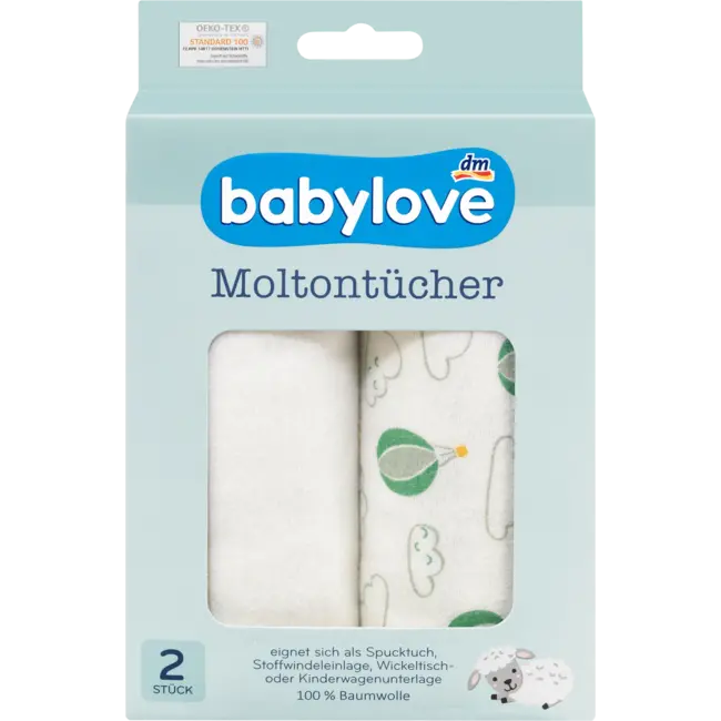 babylove Moltondoekjes Heteluchtballon/wit 2 St