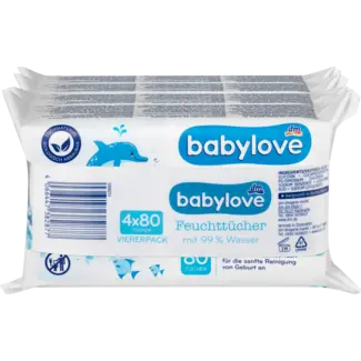 Babylove babylove Natte Doekjes Met 99% Water (4x80 St)