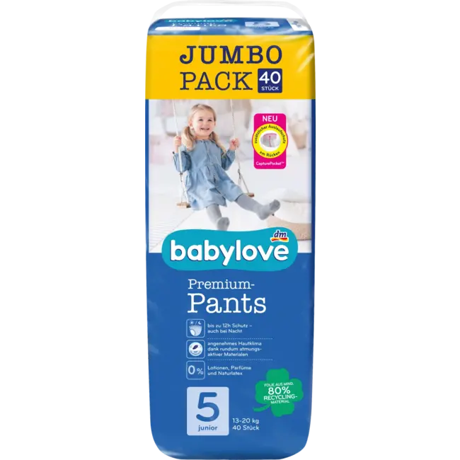 babylove Premium Pants Gr. 5 Junior (13-20 Kg), Jumbo Pack 40 St