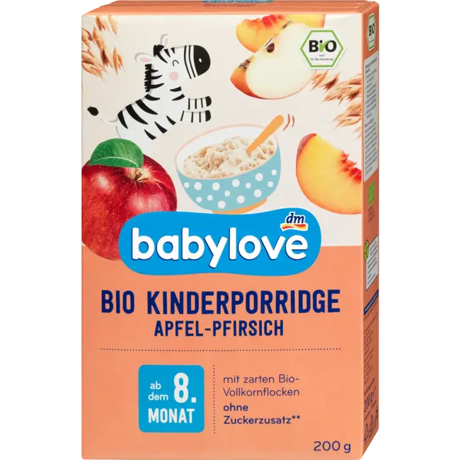 babylove Porridge Appel & Perzik Vanaf 8 Maanden 200 g