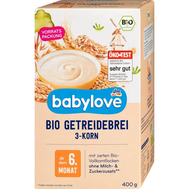 babylove Bio Graanpap 3-Graan Vanaf 6 Maanden 400 g