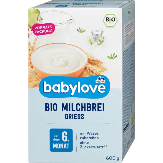 babylove Bio Melkpap Griesmeel Vanaf 6 Maanden 600 g
