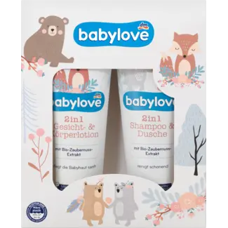 Babylove babylove Cadeauset Met Bio Toverhazelaar-extract 2in1 Gezichts- En Bodylotion En 2in1 Shampoo & Douche