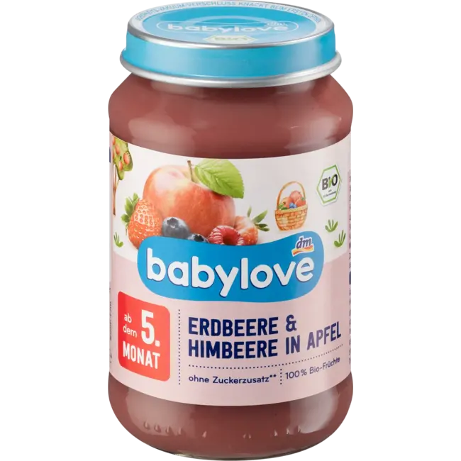babylove Fruit Aardbei & Framboos In Appel Vanaf 5 Maanden 190 g