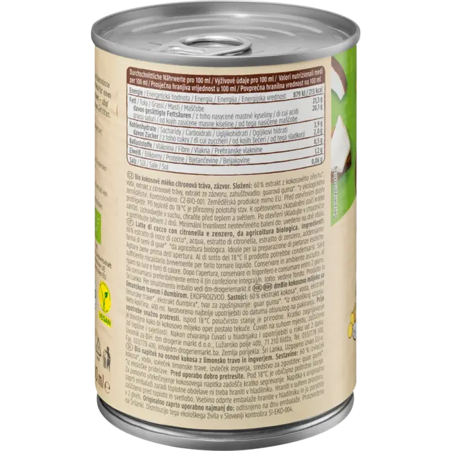 dmBio Kokosmelk Citroengras & Gember 400 ml