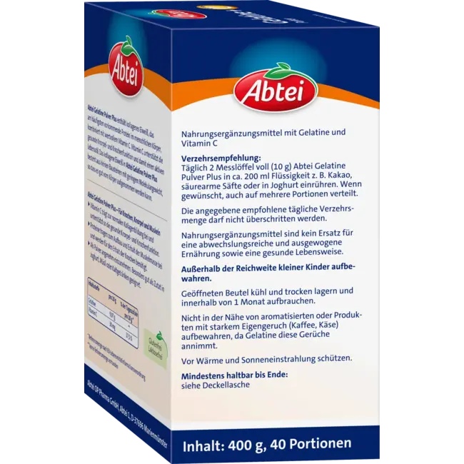 Abtei Gelatine Poeder + Vitamine C (40 Porties) 400 g