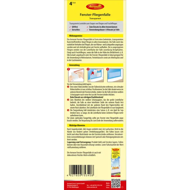 Aeroxon Vliegenvallen Venster 4 St