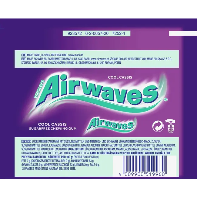 Airwaves Kauwgom Cool Cassis Suikervrij 12 St