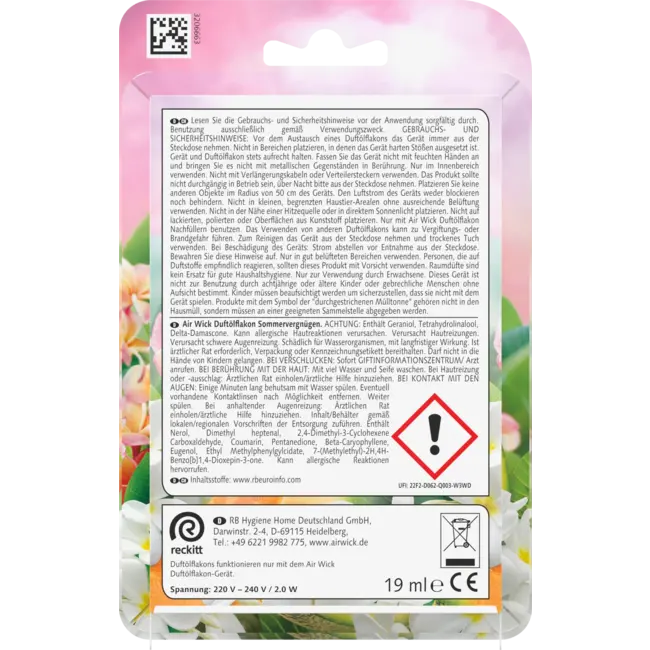 AirWick Luchtverfrisser Geurstekker Starterset Zomerplezier 19 ml