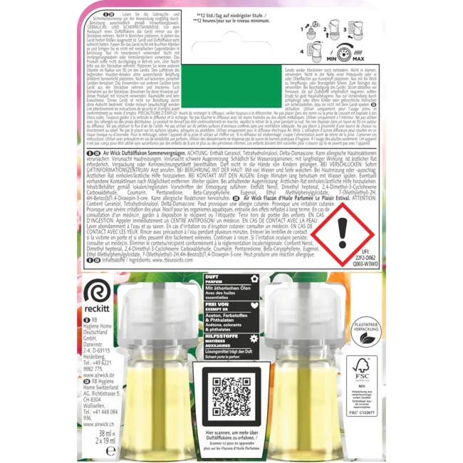 AirWick Luchtverfrisser Geurstekker Zomerplezier Navulverpakking 38 ml