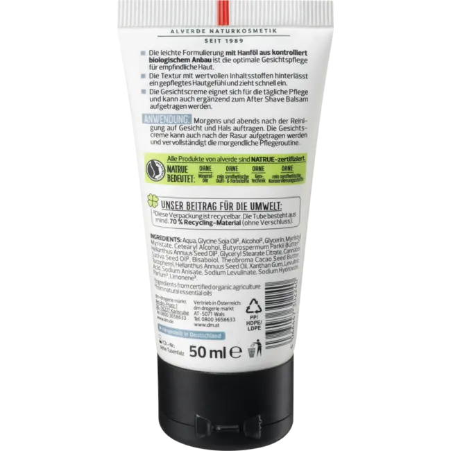 alverde MEN Gezichtscrème Sensitive Nature 50 ml