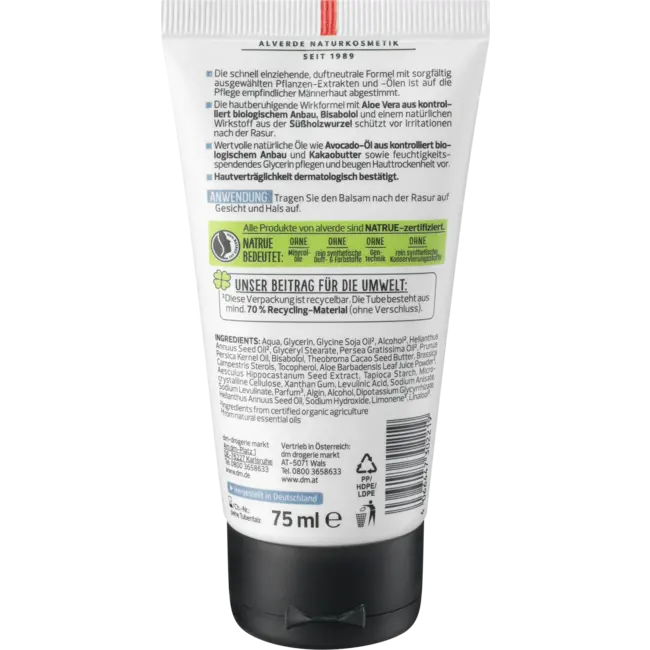 alverde MEN After Shave Balsem Sensitive 75 ml