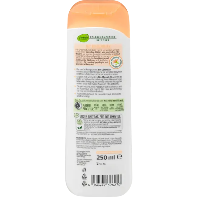 alverde NATURKOSMETIK Baby Waschlotion & Shampoo Bio-calendula 250 ml