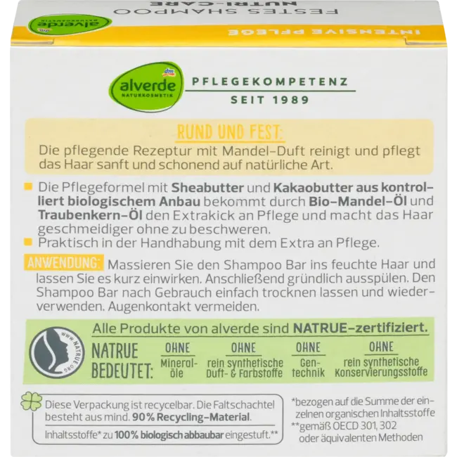 alverde NATURKOSMETIK Festes Nutri-care Shampoo 60 g