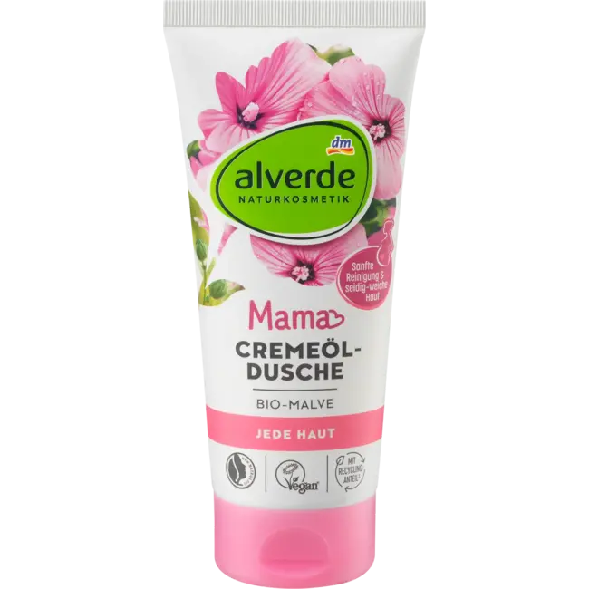 alverde NATURKOSMETIK Mama Crème-oliedouche Bio-malve 200 ml