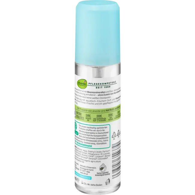 alverde NATURKOSMETIK Deo Spray Aqua Watermunt Zeemineralen 75 ml
