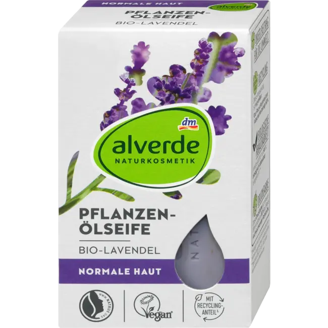 alverde NATURKOSMETIK Plantaardige Oliezeep Biologische Lavendel, Stuk Zeep 100 g