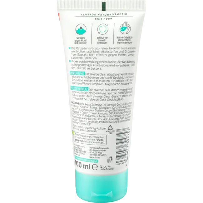 alverde NATURKOSMETIK Clear Wascrème 100 ml