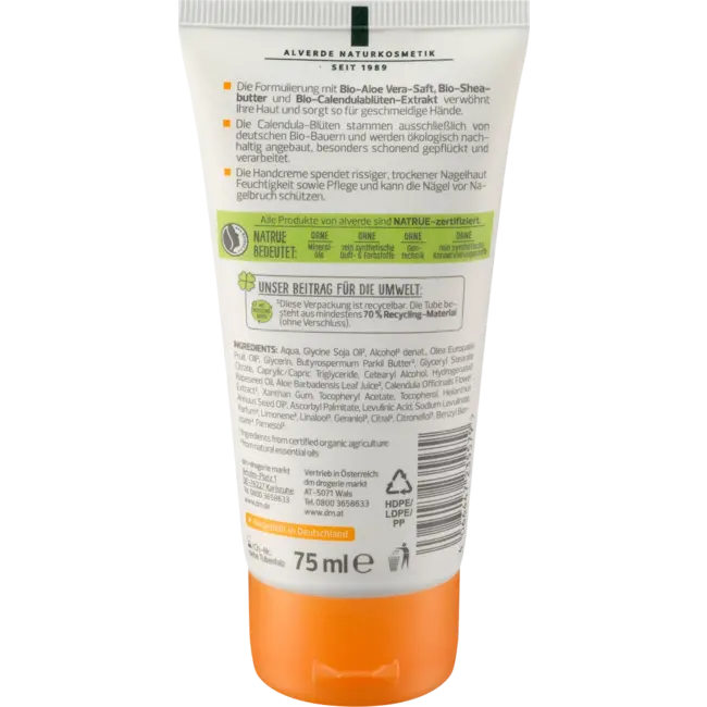 alverde NATURKOSMETIK Hand- & Nagelcreme Bio Calendula & Bio Aloë Vera 1 St