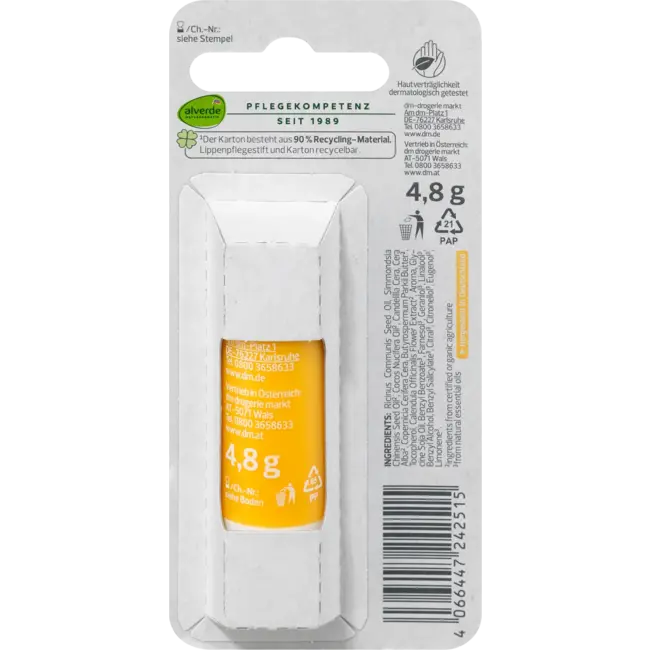 alverde NATURKOSMETIK Lipverzorging Bio-calendula 4 g