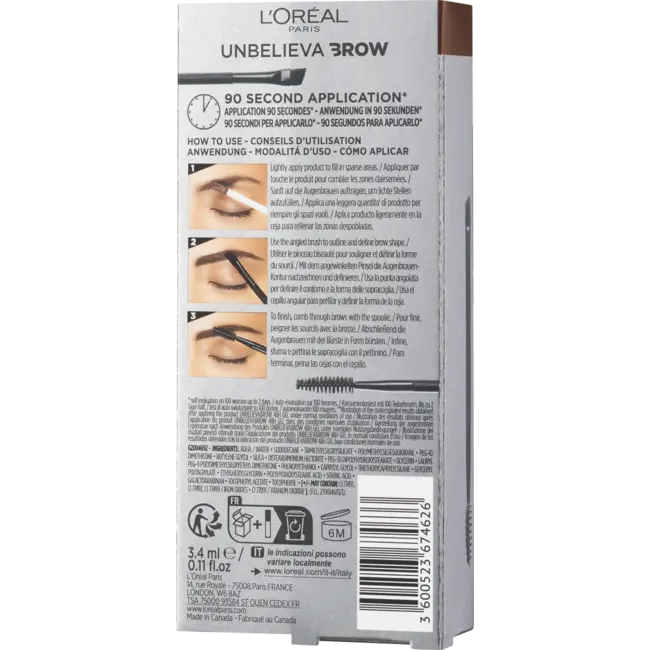 L'ORÉAL PARIS   Augenbrauengel Infaillible Unbelieva Brow 48H 3.0 Brunette 7 ml