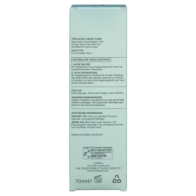 L'ORÉAL PARIS  Gezichtscrème Hydra Genius Fluid Gevoelige Huid 70 ml