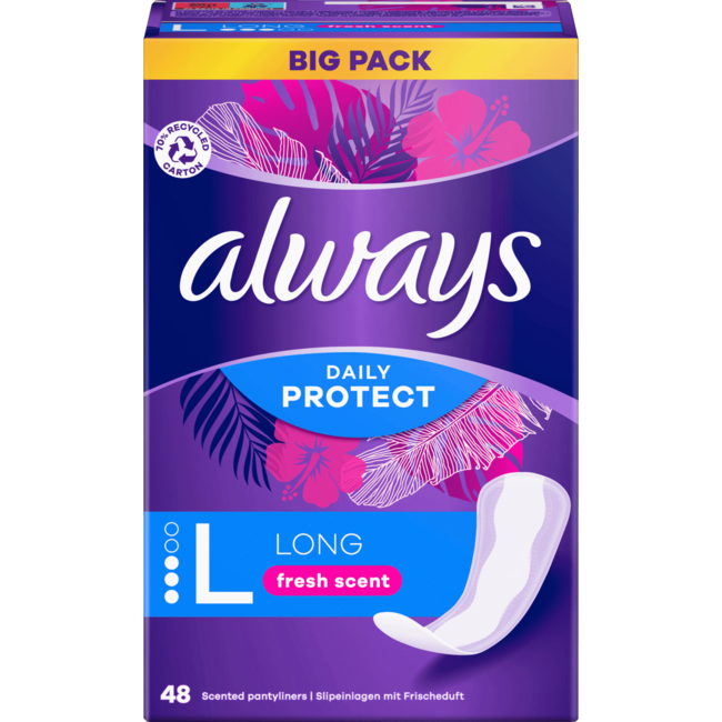 always Inlegkruisjes Daily Protect Long Met Frisse Geur Bigpack 48st