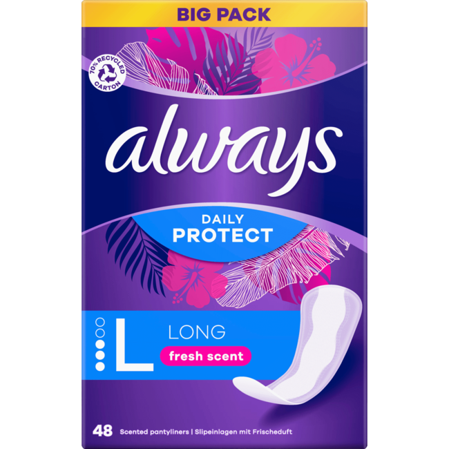 always Inlegkruisjes Daily Protect Long Met Frisse Geur Bigpack 48st