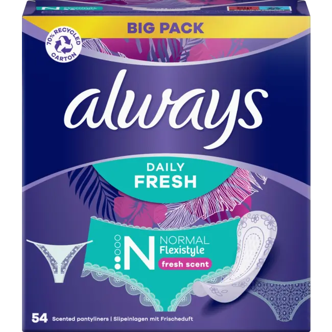 always Inlegkruisjes Daily Fresh Normal Flexistyle Met Frisse Geur Bigpack 54st