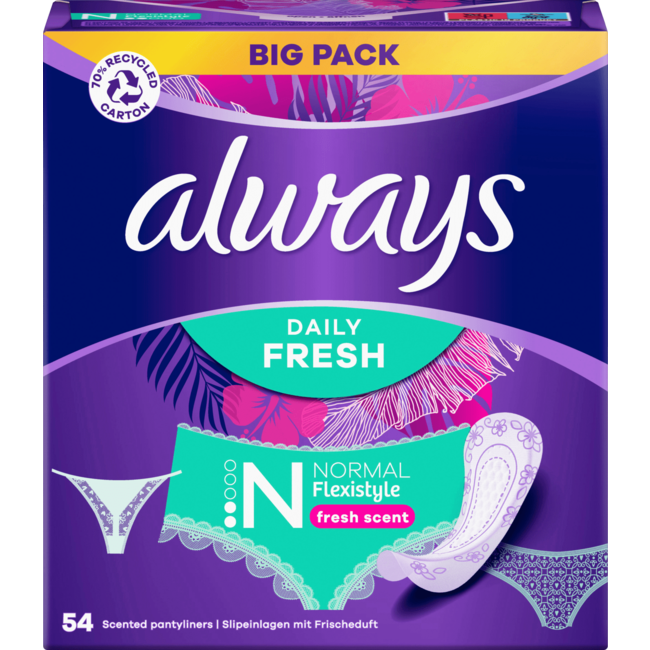 always Inlegkruisjes Daily Fresh Normal Flexistyle Met Frisse Geur Bigpack 54st