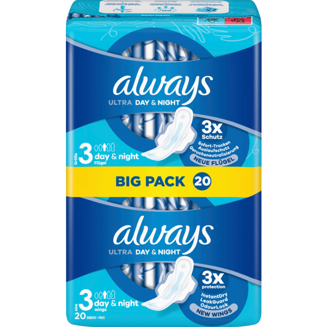 always Ultra Maandverband Dag&nacht Met Vleugels Bigpack 20 St