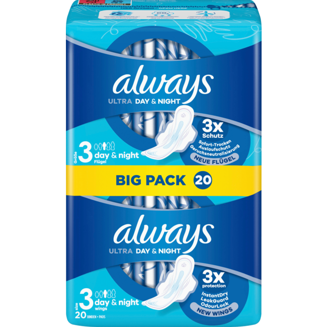 always Ultra Maandverband Dag&nacht Met Vleugels Bigpack 20 St